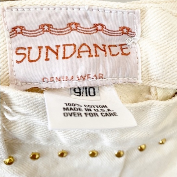 SUNDANCE Vintage Cream Western Gold Studded Denim Skirt - Picture 8 of 9